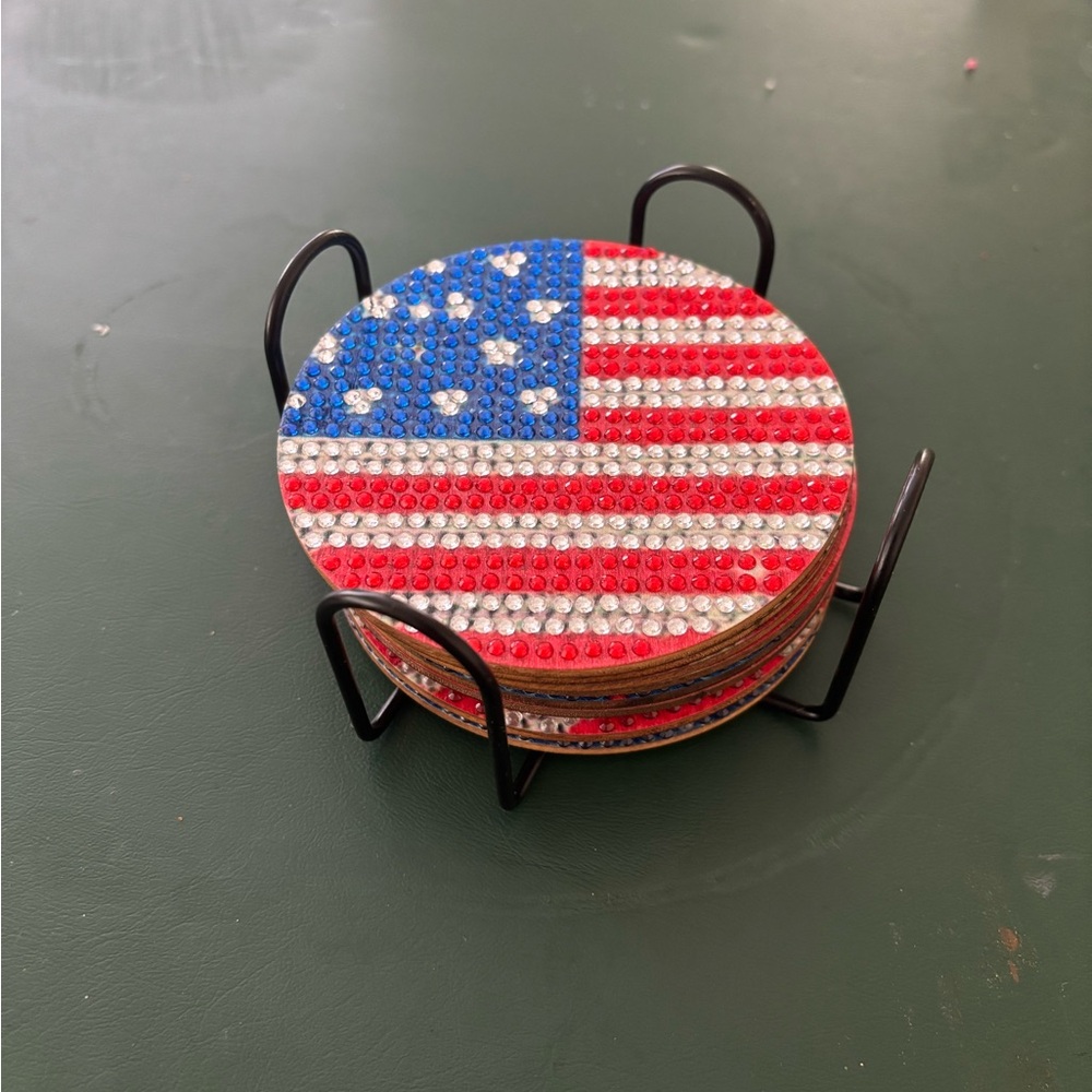 American Flag Rhinestone Coasters